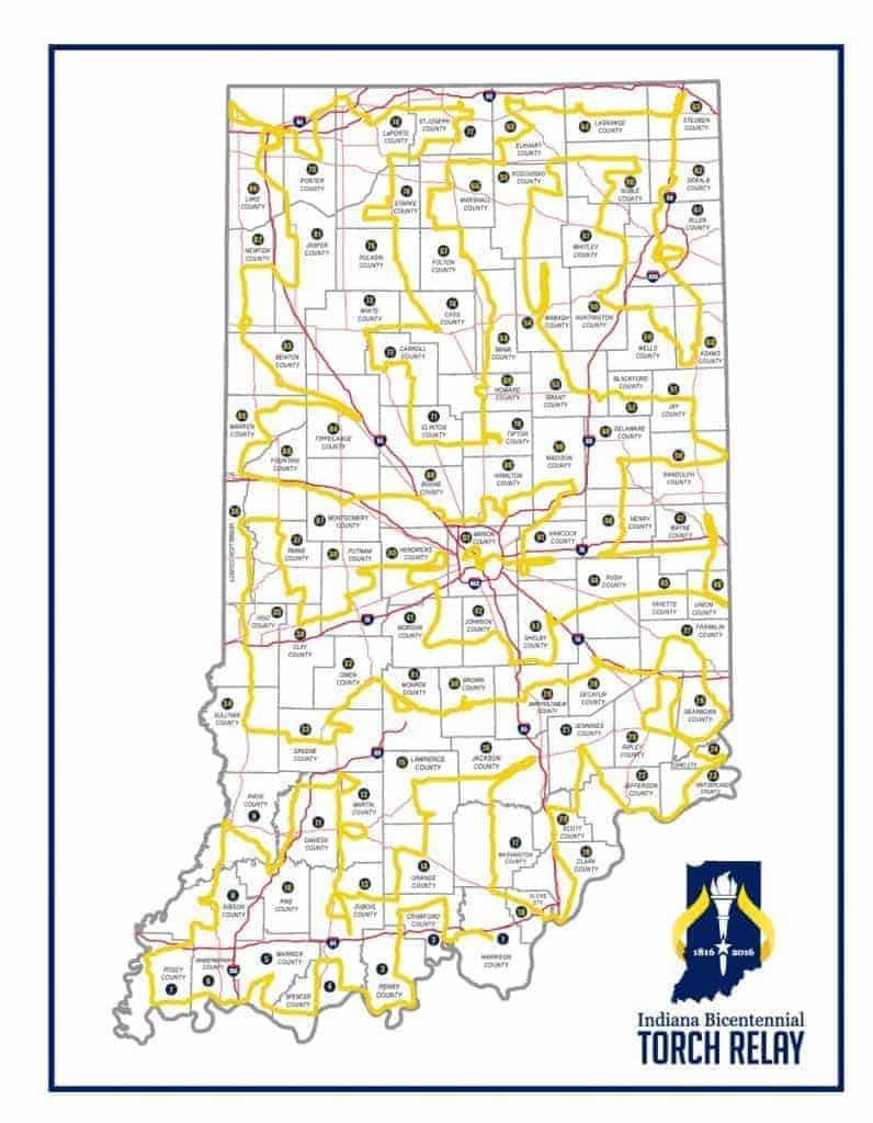 Indiana Torch Relay Route Map