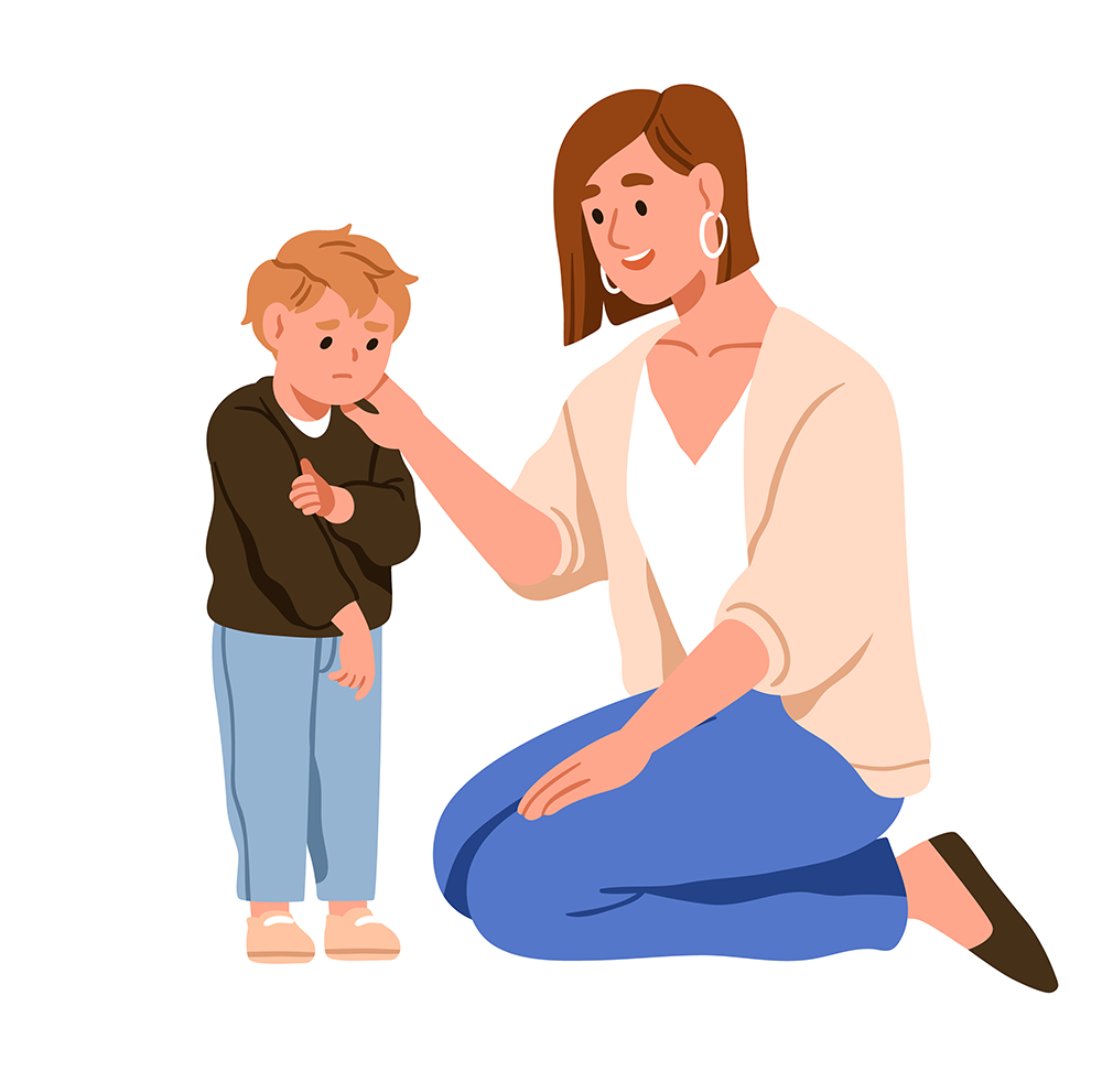 Illustration of kid talking to an adult