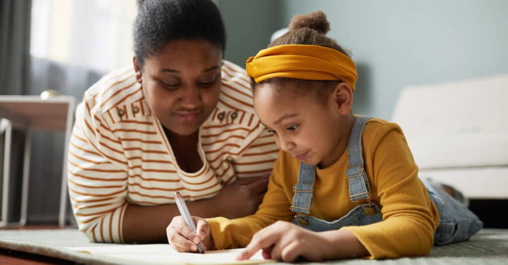 Mother and daughter coloring