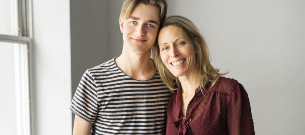 Teen boy and mother