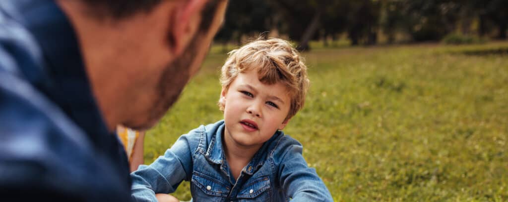 Father talking with son