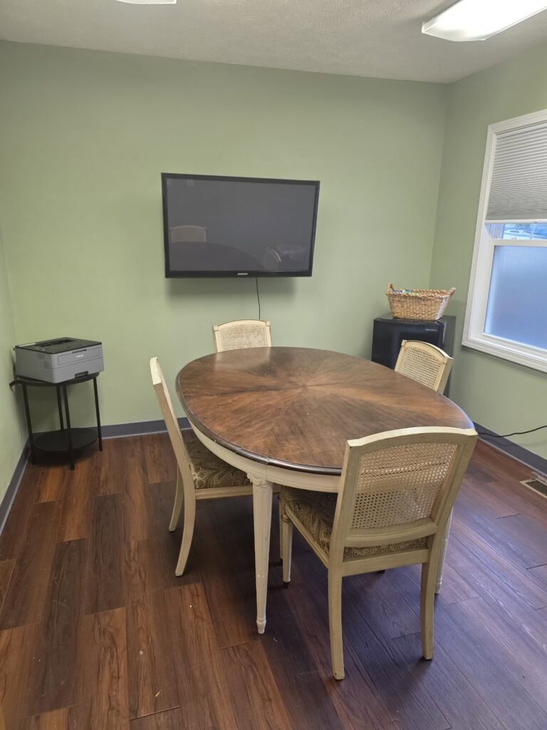 Inside Johnson County CAC is a waiting room, meeting room, and more.