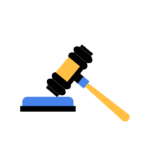 Animated gavel banging the pedestal.