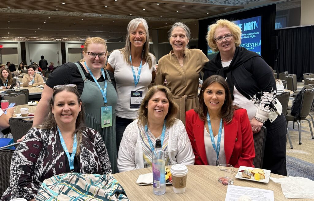 Katie Schilling, Donna Lloyd, Sarah Brichto, Jan Lutz – back row. Misty Craft, Denise Valdez, Katie Mueller – front row. NCA Leadership Conference 2025.